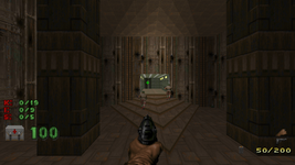 The iconic opening view of Doom II