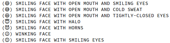 Screenshot of emoji rendered as simple outlines