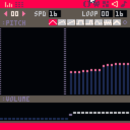 A very small sound editor, showing a sound as bars representing pitch