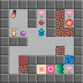 Screenshot of a small tile-based puzzle with a number of different elements, taken from CCLP1