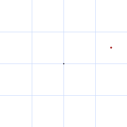 Animation of a grid scaling down towards the origin, showing that a point traces a straight line